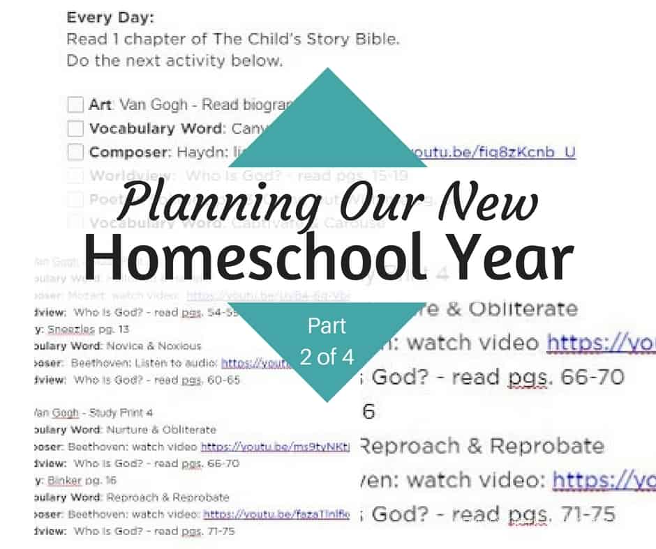 Planning Our New Homeschool Year Part 2